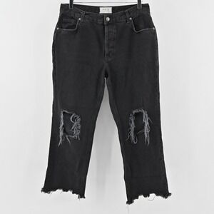 Free People Womens Maggie Mid Rise Straight Leg Jeans Size 30 Black‎ We The Free